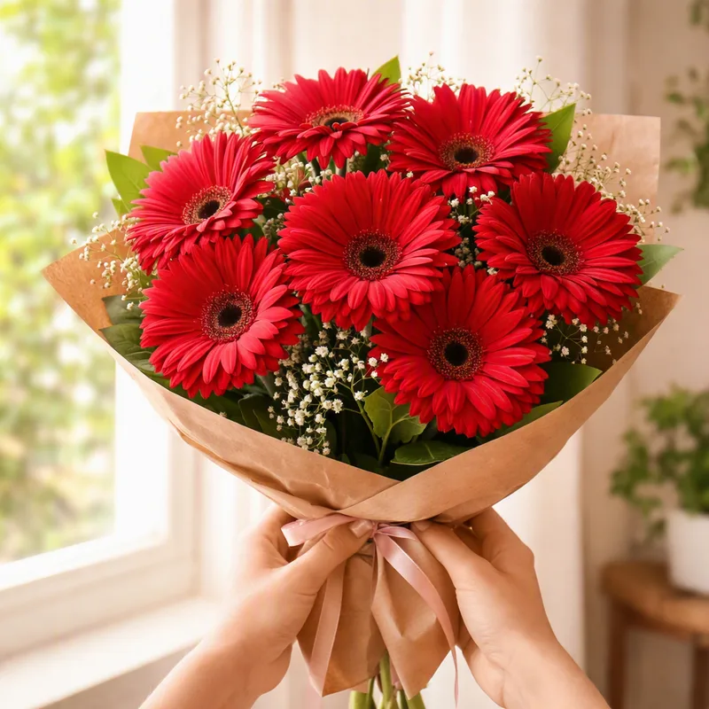 Gerbera – czerwona – zdjęcie 3